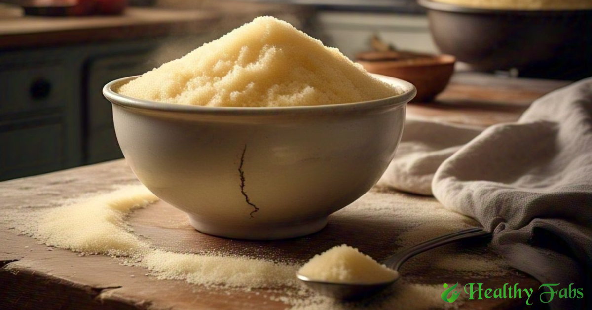 Illustration of semolina nutrition facts and benefits, highlighting its high fiber and protein content.