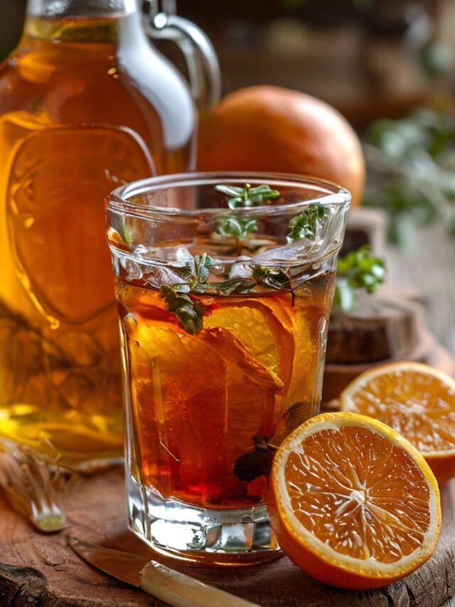 Kombucha tea in a glass with SCOBY