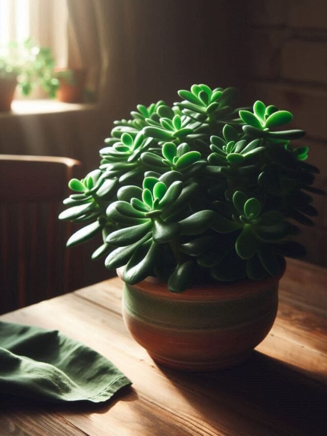 highlighting the benefits of having a jade plant in the workplace