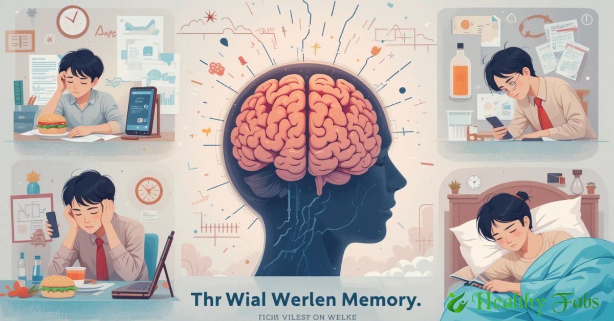Illustration showing daily habits that weaken memory
