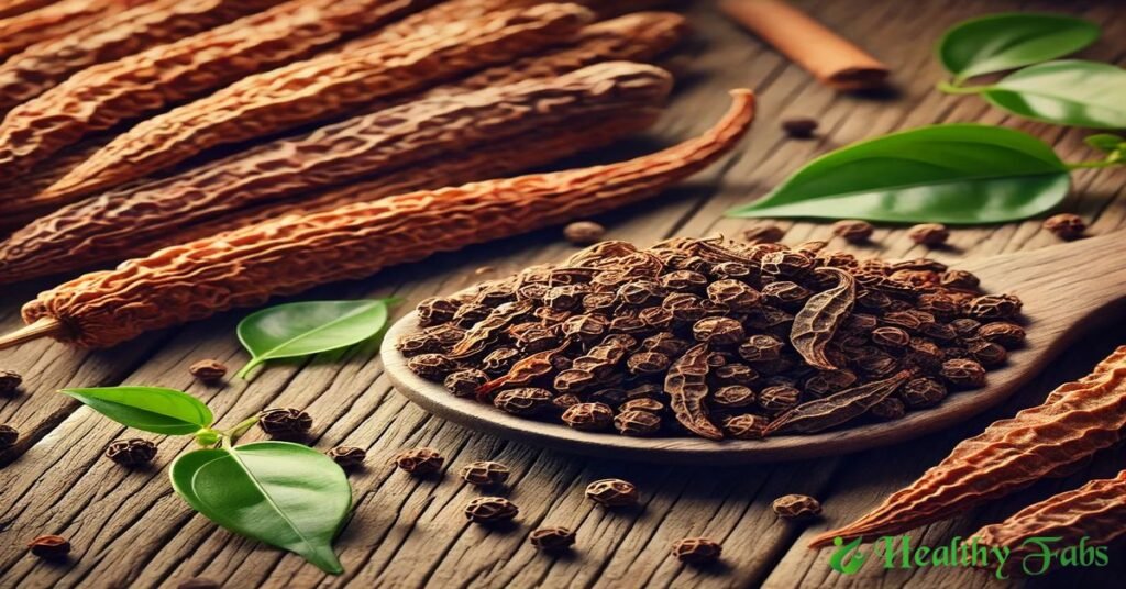 A close-up image of Pippali (Long Pepper), a powerful Ayurvedic spice known for its numerous health benefits, including digestion, immunity, and respiratory health.