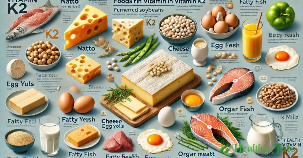 An infographic displaying Vitamin K2-rich foods