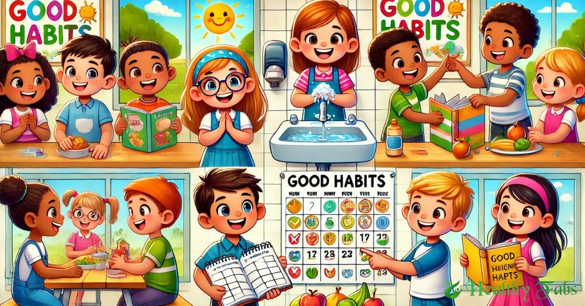 Happy children practicing essential good habits