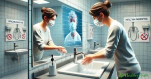 A close-up shot of a person's hands under running water, scrubbing with soap, as a measure to prevent respiratory illnesses.