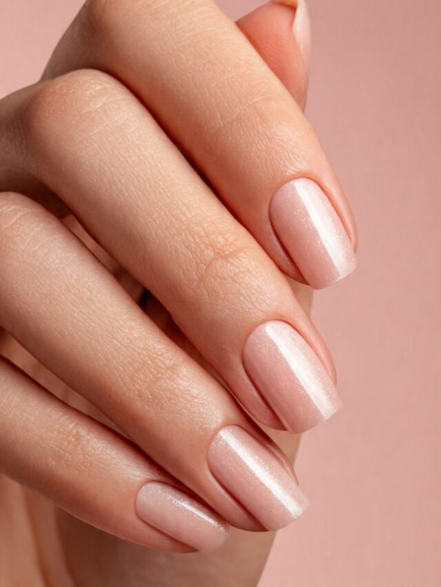 A close-up of healthy, shiny nails after natural brittle nail treatment.